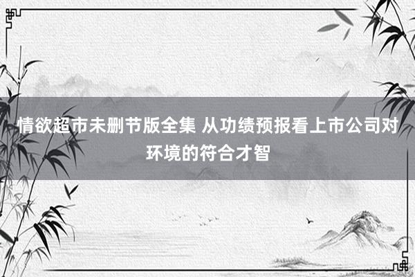 情欲超市未删节版全集 从功绩预报看上市公司对环境的符合才智